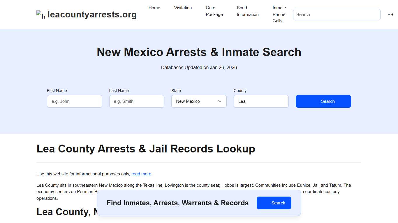 Lea County, NM Arrests, Warrants, Police Records Search