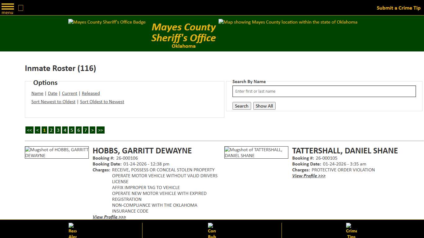Inmate Roster - Current Inmates Booking Date Descending - Mayes County, OK Sheriff